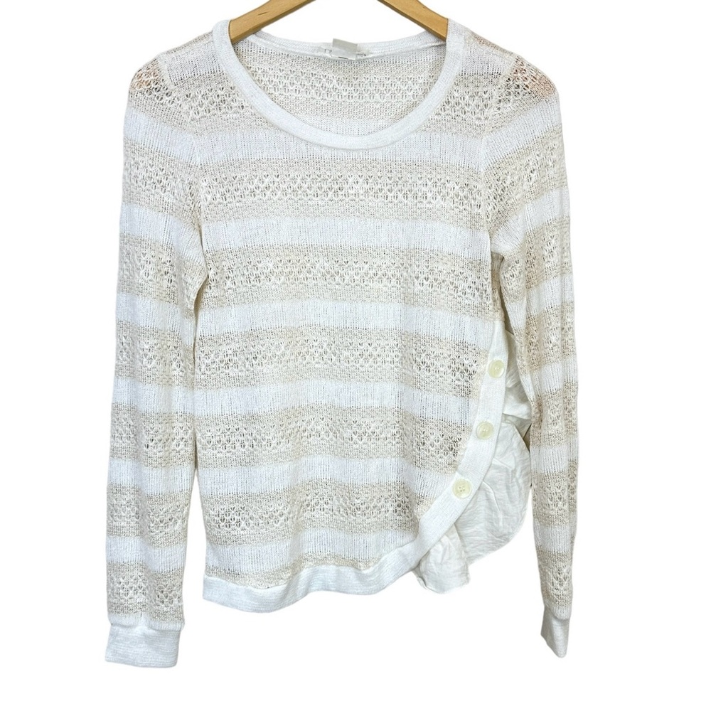 Anthropologie Clu‎ + Willoughby Ruffle Striped Knit Top Sweater Women’s Sz Small